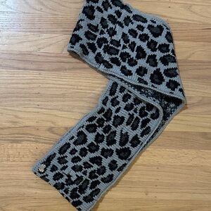 Betsey Johnson Black and Gray Leopard Print Scarf